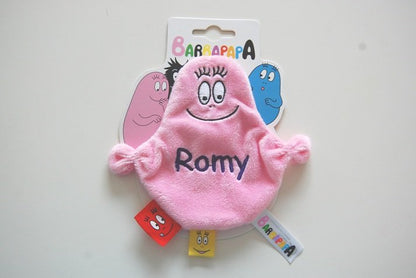 Barbapapa knuffeldoek met naam | Roze of blauwe Blauw - Gepersonaliseerd Cadeau - In-house Geborduurd