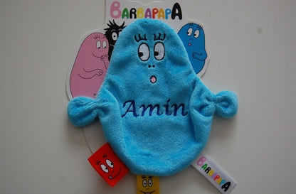 Barbapapa knuffeldoek met naam | Roze of blauwe Blauw - Gepersonaliseerd Cadeau - In-house Geborduurd