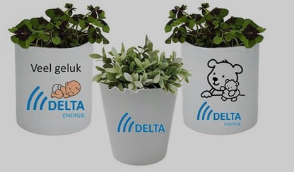 Bloempot met logo - Gepersonaliseerd Cadeau - In-house Geborduurd