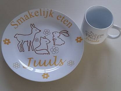 Kinderbordje met Naam en Afbeelding - Gepersonaliseerd Cadeau - In-house Geborduurd