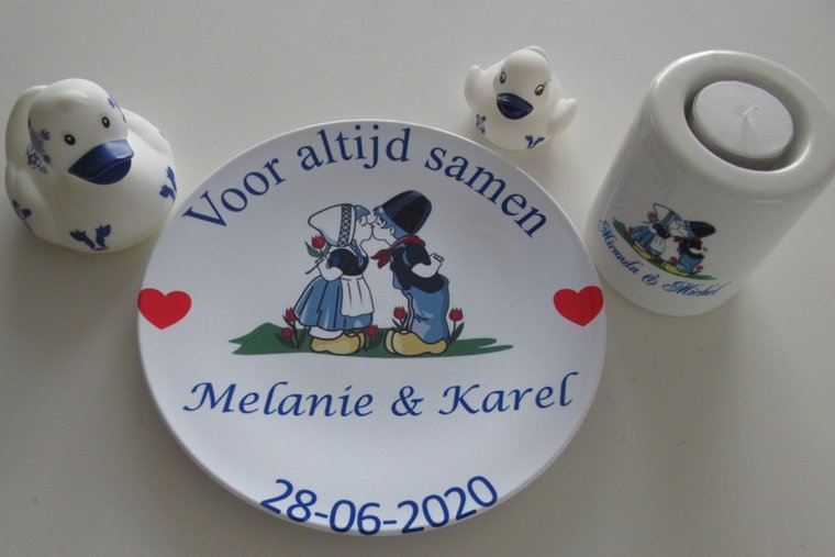 Kaarsenhouder Voor altijd samen - Gepersonaliseerd Cadeau - In-house Geborduurd