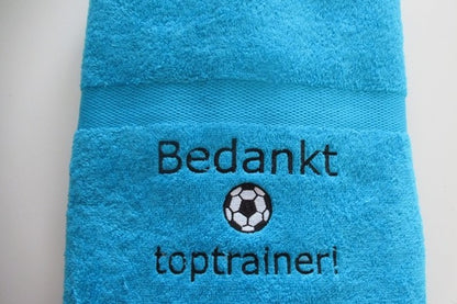 Voetbal Trainer bedankt | Cadeau voor einde van seizoen | Handdoek met Voetbal