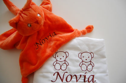 Dikkie Dik knuffeldoek met naam - Gepersonaliseerd Cadeau - In-house Geborduurd