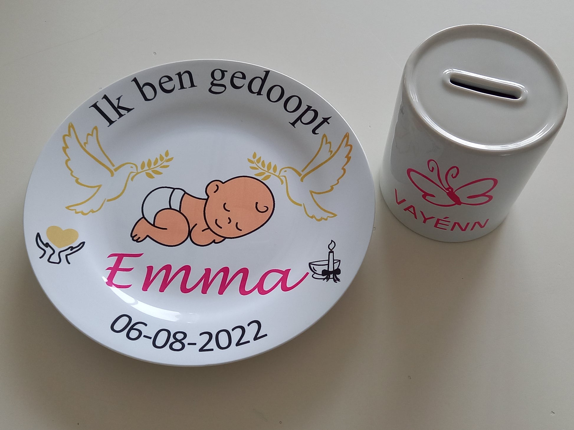 Doop ontbijtbordje met naam