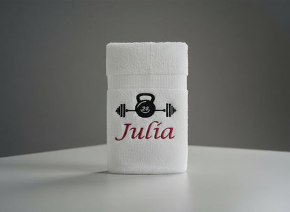 Fitness handdoek met naam - Gepersonaliseerd Cadeau - Borduurkado