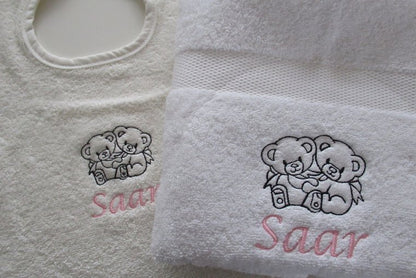 Handdoek geborduurd met naam en afbeelding - Gepersonaliseerd Cadeau - Borduurkado