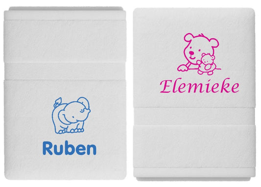 Handdoek met naam en afbeelding Geborduurd - Gepersonaliseerd Cadeau - 