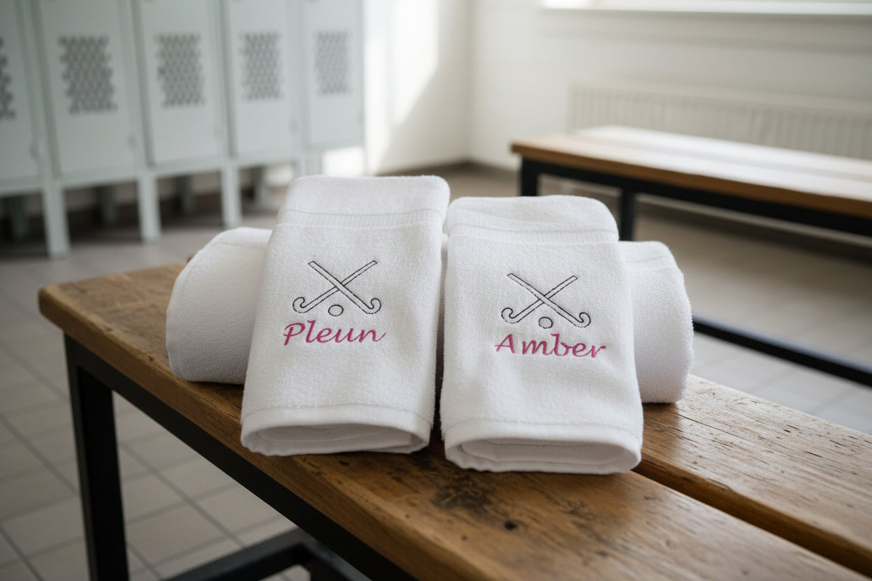 Hockey handdoek met naam en afbeelding- Borduurkado| 17 jaar de specialist in cadeaus!