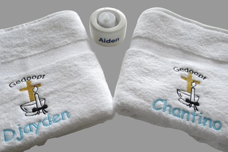 Handdoeken met gedoopt symbool