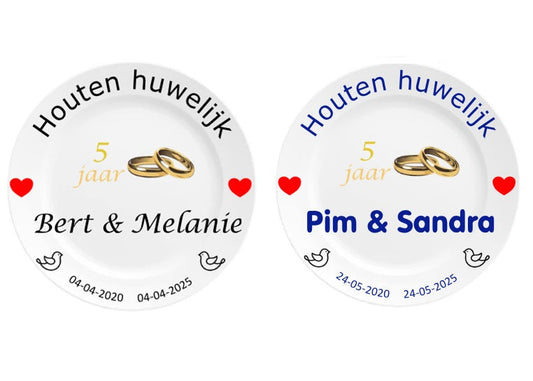 Houten huwelijk cadeau sierbordje