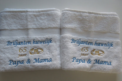 Briljanten huwelijk cadeau | 65 jaar getrouwd - Gepersonaliseerd Cadeau - In-house Geborduurd