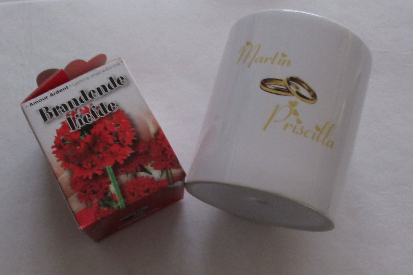 Bloempot Jubileum met Namen en Ringen – Huwelijkscadeau - Gepersonaliseerd Cadeau - In-house Geborduurd