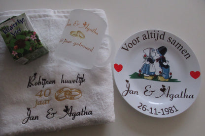 Robijnen huwelijk cadeau | 40 jaar getrouwd - Gepersonaliseerd Cadeau - In-house Geborduurd