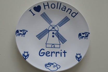 Ik hou van Holland Sierbordje Rood - Gepersonaliseerd Cadeau - In-house Geborduurd