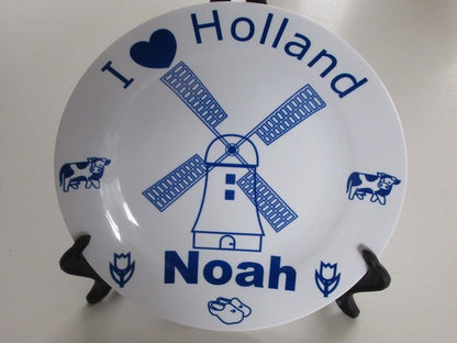 Ik hou van Holland Sierbordje Rood - Gepersonaliseerd Cadeau - In-house Geborduurd
