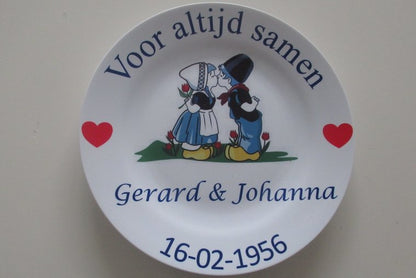 Voor altijd Samen Sierbord Rood - Gepersonaliseerd Cadeau - In-house Geborduurd