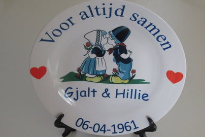 Voor altijd Samen Sierbord Rood - Gepersonaliseerd Cadeau - In-house Geborduurd