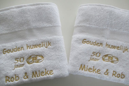 Gouden huwelijk cadeau | 50 jaar getrouwd - Gepersonaliseerd Cadeau - Borduurkado