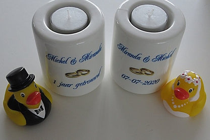 Jubileum Kaarsenhouder met Namen – Gepersonaliseerd - Gepersonaliseerd Cadeau - In-house Geborduurd