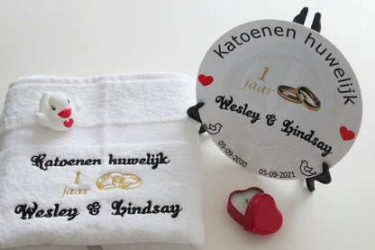 Jubileum katoenen huwelijk met naam en trouwdatum €15.99