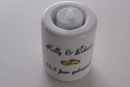Jubileum Kaarsenhouder met Namen – Gepersonaliseerd - Gepersonaliseerd Cadeau - In-house Geborduurd