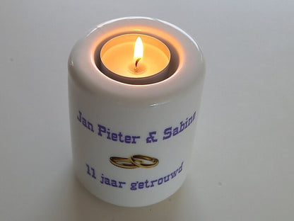Jubileum Kaarsenhouder met Namen – Gepersonaliseerd - Gepersonaliseerd Cadeau - In-house Geborduurd