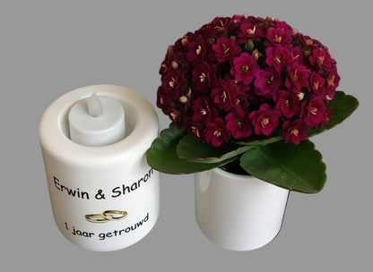 Jubileum Kaarsenhouder met Namen – Gepersonaliseerd - Gepersonaliseerd Cadeau - In-house Geborduurd