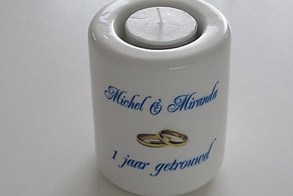 Jubileum Kaarsenhouder met Namen – Gepersonaliseerd - Gepersonaliseerd Cadeau - In-house Geborduurd