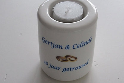 Jubileum Kaarsenhouder met Namen – Gepersonaliseerd - Gepersonaliseerd Cadeau - In-house Geborduurd
