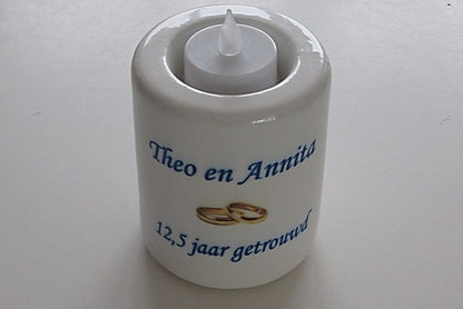 Jubileum Kaarsenhouder met Namen – Gepersonaliseerd - Gepersonaliseerd Cadeau - In-house Geborduurd