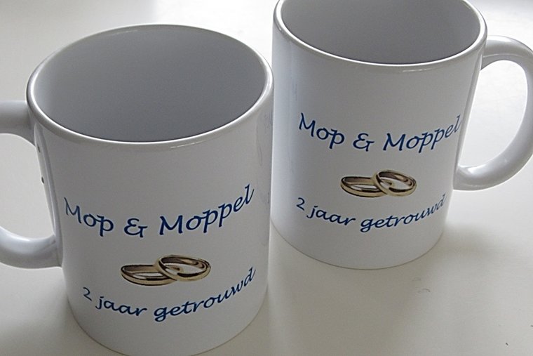 Koffiemok Jubileum met Namen – Gepersonaliseerd Huwelijkscadeau - Gepersonaliseerd Cadeau - In-house Geborduurd