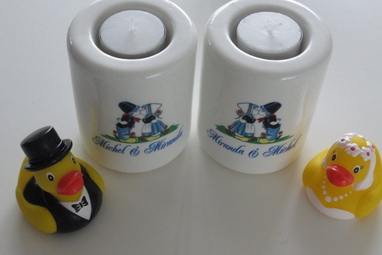 Kaarsenhouder Voor altijd samen - Gepersonaliseerd Cadeau - In-house Geborduurd