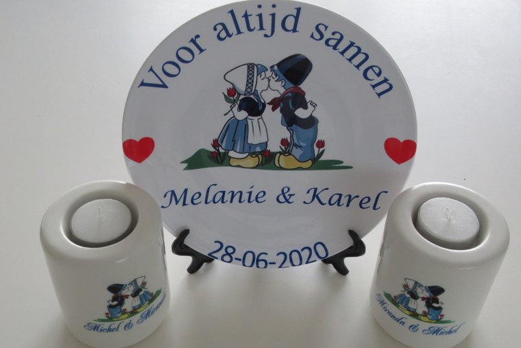 Kaarsenhouder Voor altijd samen - Gepersonaliseerd Cadeau - In-house Geborduurd