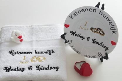 Katoenen huwelijk voor een stel dat 1 jaar is getrouwd.