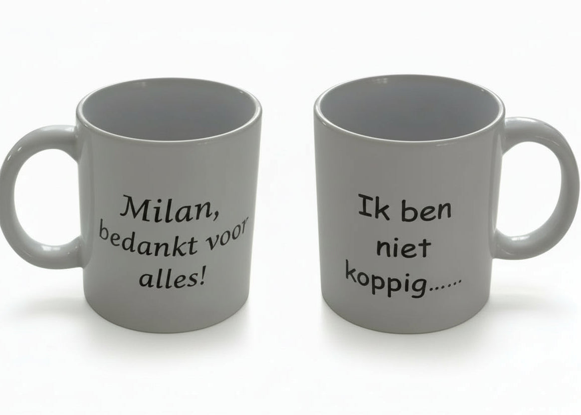 Koffiemok met tekst