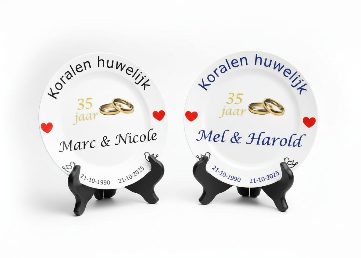 Koralen trouw cadeau met namen