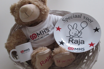 Kraammand met logo - Gepersonaliseerd Cadeau - In-house Geborduurd