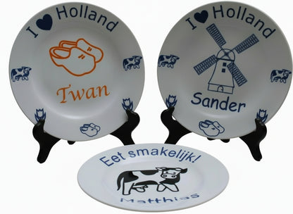 Ik hou van Holland Sierbordje Rood - Gepersonaliseerd Cadeau - In-house Geborduurd