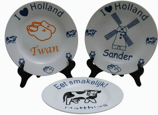 Ik hou van Holland Sierbordje Rood - Gepersonaliseerd Cadeau - In-house Geborduurd