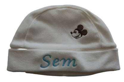 Babymuts Mickey Mouse met Naam - Gepersonaliseerd Cadeau - In-house Geborduurd