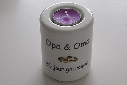 Kaarsenhouder Opa & Oma - Gepersonaliseerd Cadeau - In-house Geborduurd