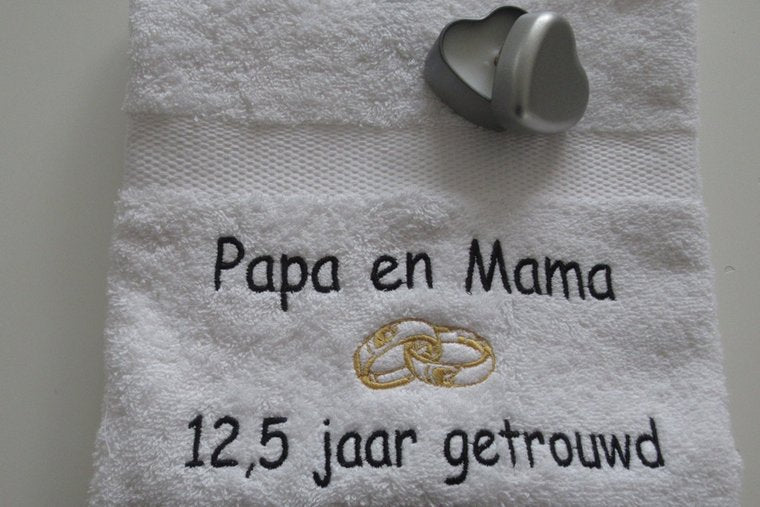 Papa en Mama 12.5 jaar getrouwd – trouwdag cadeau ouders - Borduurkado