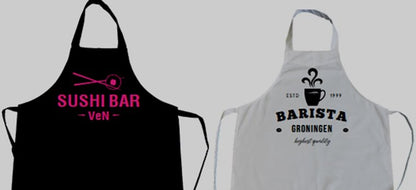 Schort met logo Keukenschort, BBQ schort, en Wijnschortjes - Gepersonaliseerd Cadeau - In-house Geborduurd