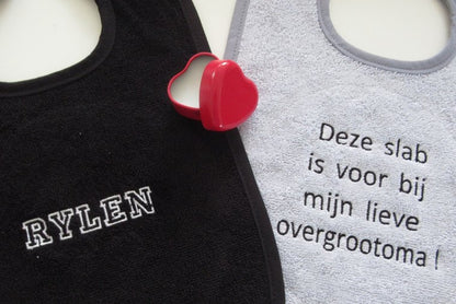 Slabber met eigen tekst  om cadeau te geven aan overgrootoma