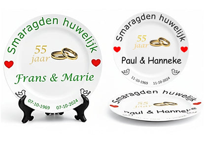 Smaragden trouw cadeau met namen