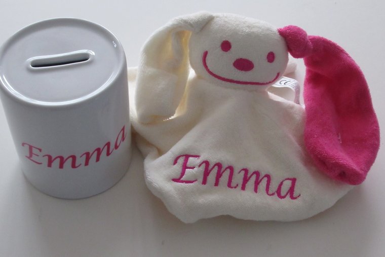 Spaarpot met naam - keuze uit verschillende afbeeldingen en kleuren