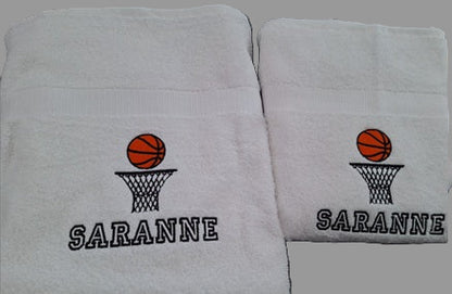 Sport handdoek basketbal met naam - Gepersonaliseerd Cadeau 