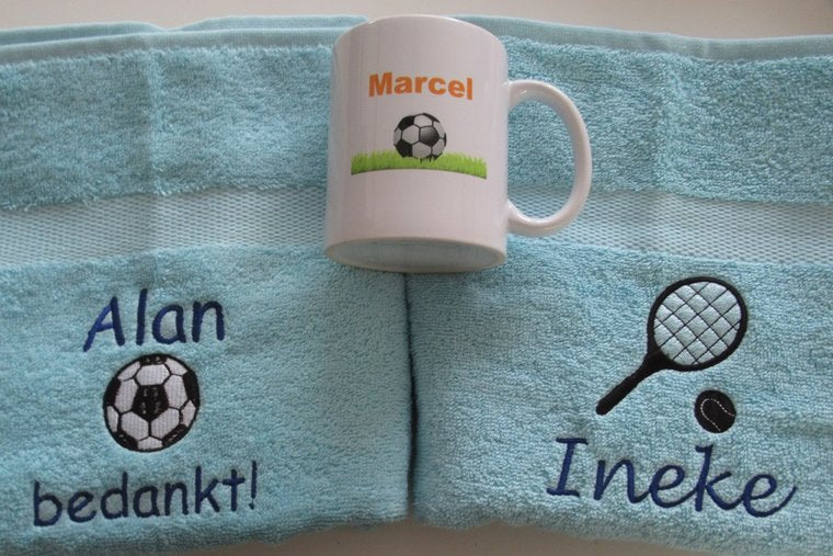 Sport handdoek Tennis cadeau| Persoonlijk geschenk| Borduurkado