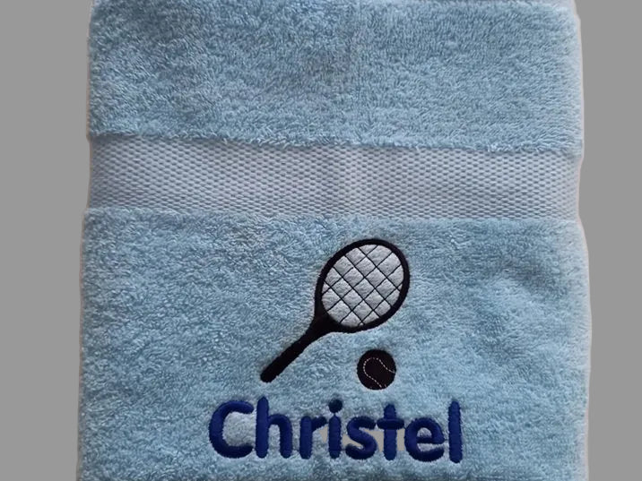 Handdoek lichtblauw met afbeelding en naam - Gepersonaliseerd Cadeau 