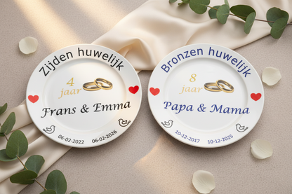 Trouwdag cadeau met eigen ontwerp. Origineel cadeau om te geven voor een trouwdag.